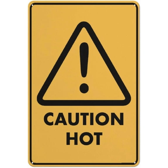 Caution Hot Sign Signs Outdoor, Uv Printed Aluminum 8"x12" In, Weatherproof And Security Signs For Home Or Business