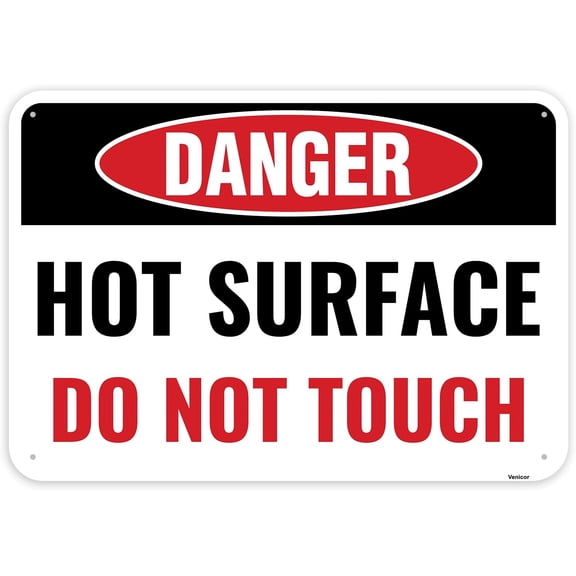 Caution Hot Surface Do Not Touch Sign, 12 x 8 Inches - Aluminum - Danger Warning Sign/Without a frame