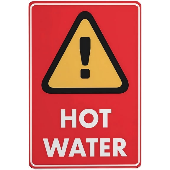 Caution Hot Water Red Icon Sign - 8"x12" Vintage Metal Warning Sign, Farm Home Bar Coffee Shop Wall Decor, Retro Industrial Decor for Club Man Cave Decoration