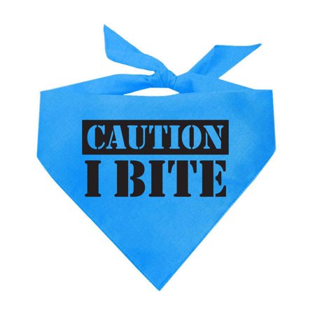Caution I Bite Triangle Dog Bandana
