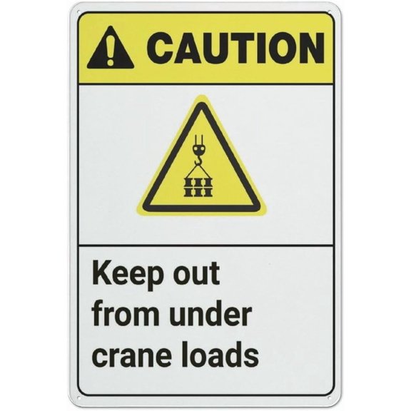 Caution Keep Out From Under Crane Loads Funny Vintage Tin Sign 8"x12" - Wall Art Decor Iron Poster for Home Farmhouse Bar Cafe Yard, Indoor Outdoor Crane Load Sign
