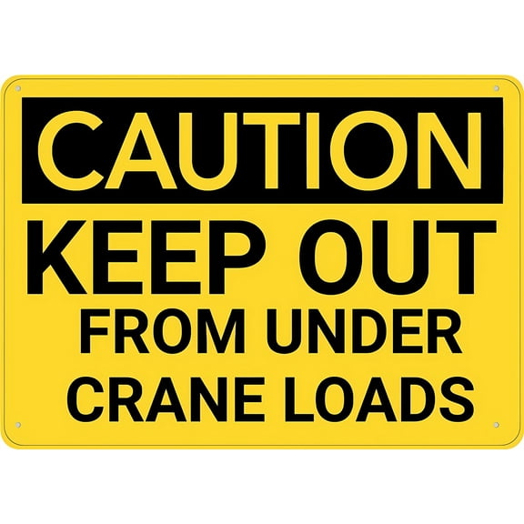 Caution Keep Out from Under Crane Loads Metal Sign 12 x 8 Inches - Rust-Free Aluminum, UV Ink Printing, Durable Weatherproof Outdoor Use for Home, Construction