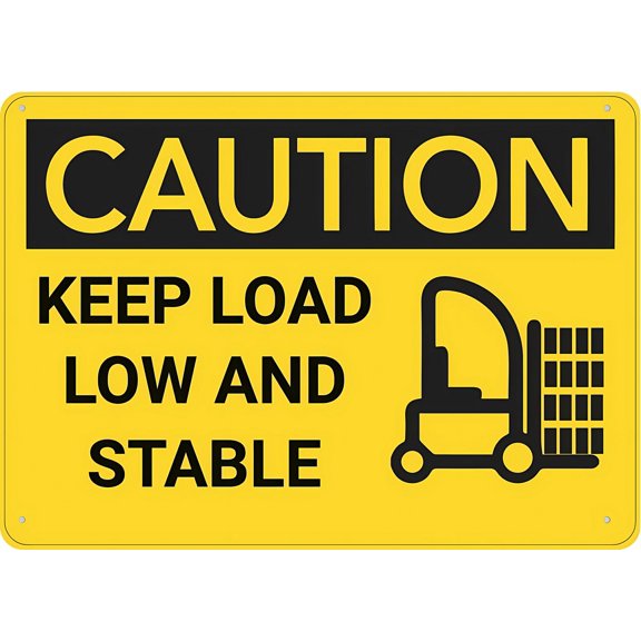Caution Keep Load Low and Stable Graphic Rust-Free Aluminum Sign 12 x 8 Inches - UV Protected, Waterproof, Weatherproof, Fade Resistant, 4 Pre-Drilled Holes