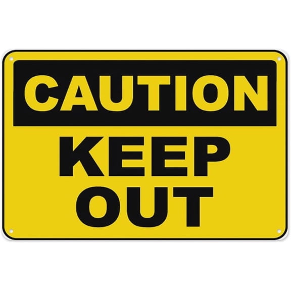Caution Keep Out Sign 8"x12" - Aluminum Tin Warning for Home Outdoor Garden, Durable Security Decor for Facility