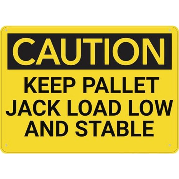 Caution Keep Pallet Jack Load Low And Stable Sign Metal 12X8 Inch Rust Free Aluminum, Uv Printed, Easy To Mount Weather Resistant For Fence