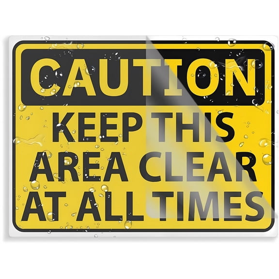 Caution Keep This Area Clear Self-Adhesive Sign - 12×8 Inches, Acrylic Design Plate, Door/Wall Alert for Home Business