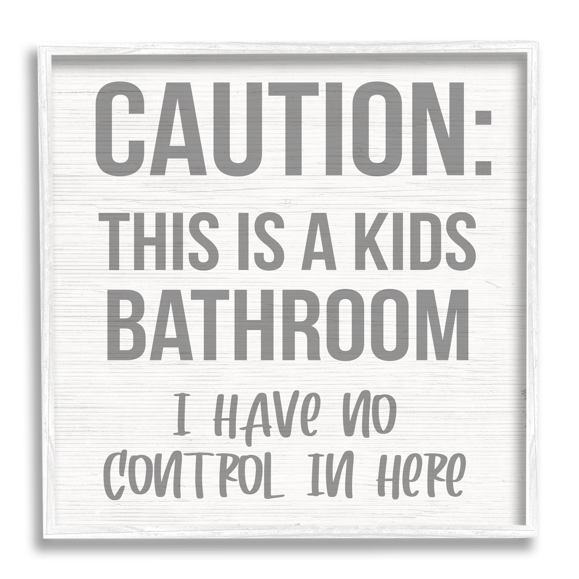 Caution Kid's Bathroom Phrase Family Home Sign Typography Framed Art Print Wall Art, 17x17