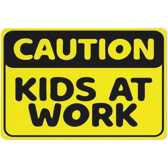 Caution Kids At Work Sign Safety Restriction Alert Attention Caution Warning Notice Aluminum Metal Tin 8"X12" Sign Plate
