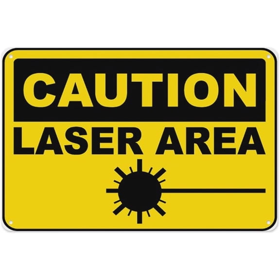 Caution Laser Area Sign 8"x12" - Aluminum Tin Warning for Home Outdoor Garden, High Visibility Hazard Decor for Lab