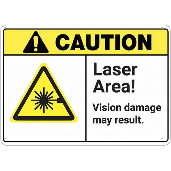 Caution Laser Area Vision Damage May Result Warning Tin Sign 8"x12" - Home Kitchen Farm Garden Garage Wall Decor, Laser Vision Sign