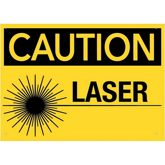 Caution Laser Sign 12 x 8 Inches - Rust-Free Aluminum, Outdoor Metal Tin Sign, Practical for Home, Business, Yard, Lab, Workshop