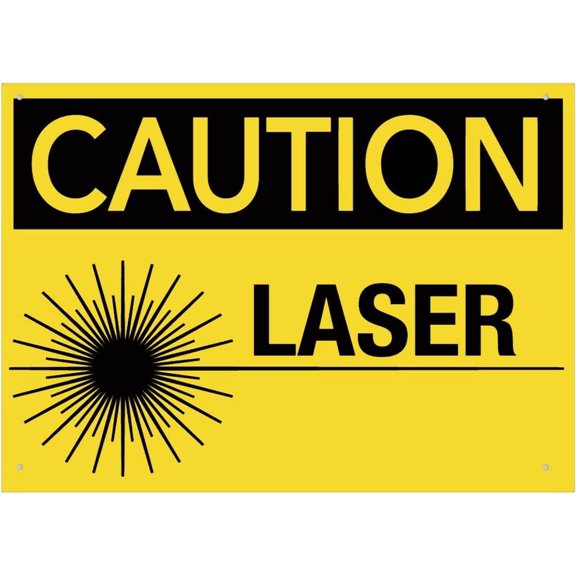 Caution Laser Sign 8"X12" Rust Free Aluminum Signs Outdoor, Metal Tin Sign For Home, Business, Yard