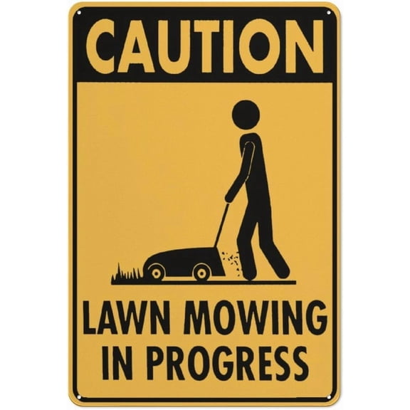 Caution Lawn Mowing in Progress Tin Sign Warning Metal Sign Vintage Wall Decor for Home Farm Bar Coffee Shop Club Decoration 12x8 Inch