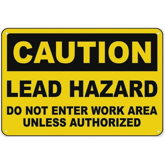 Caution Lead Hazard Do Not Enter Sign 8"x12" - Aluminum Tin Warning for Home Outdoor Garden, Durable Toxic Decor for Work Area