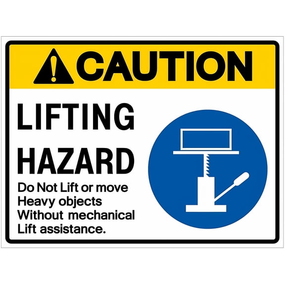 Caution Lifting Hazard DO NOT Lift OR Move Objects Without Mechanical Lift Assistance Metal Tin Sign 8"x12" - For Industrial & Commercial Series, Lifting Hazard Sign