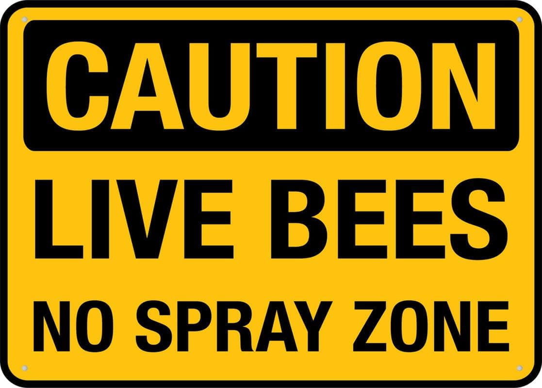 Metallschild 'Caution Live Bees No Spray Zone' | 30,5x20,3 Cm, Aluminium | Wetterfest Für Außenbereich | Mit Bohrungen