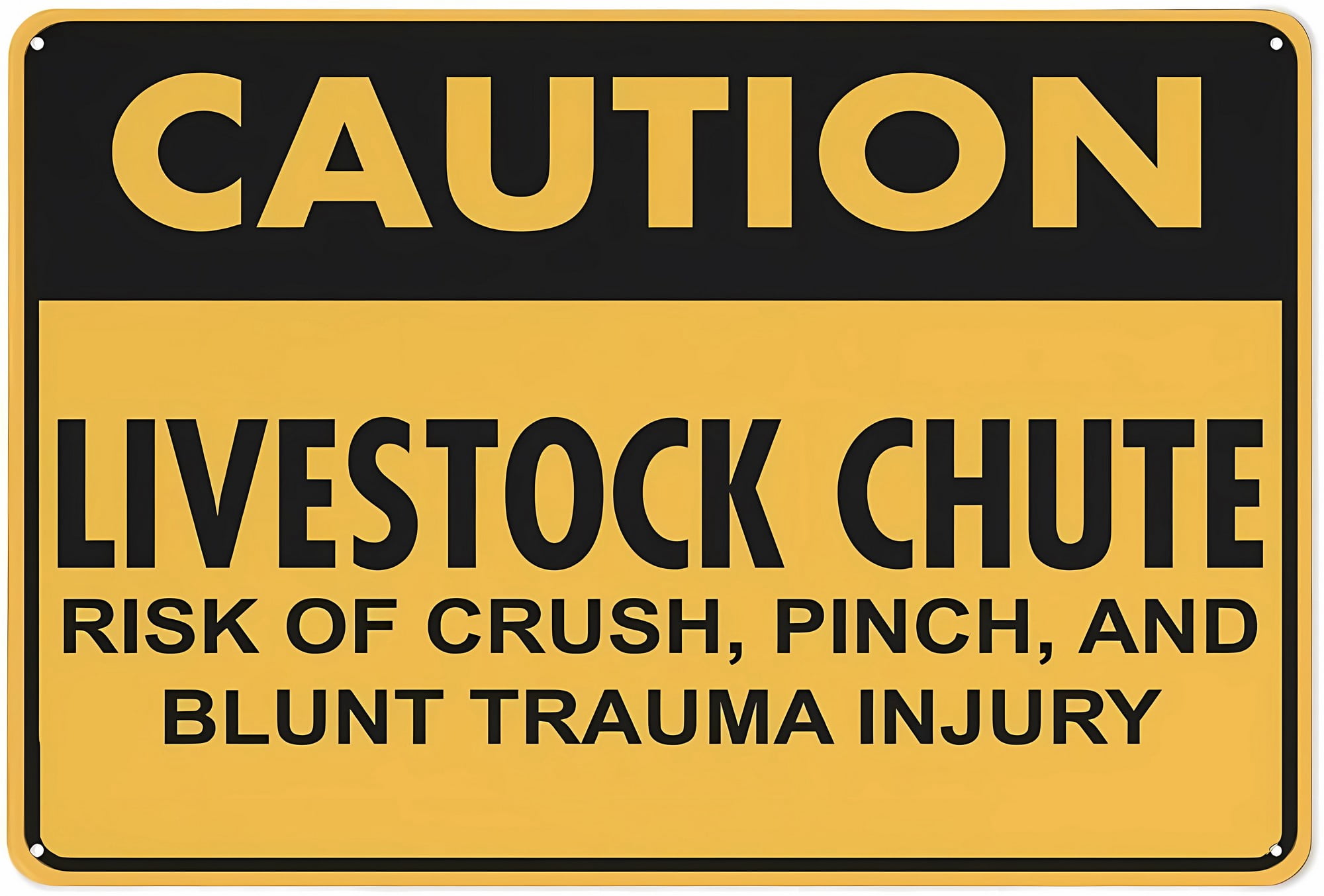 Caution Livestock Chute Risk Of Injury Sign, 8