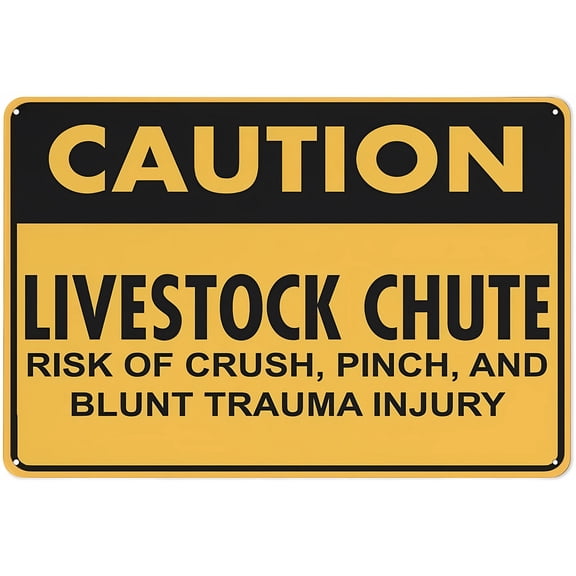 Caution Livestock Chute Risk Of Injury Sign, 8"x12" Rust-Free Aluminum Sign, Easy-to-Read Sturdy Keep Out Outdoor Sign for Home Farm Yard