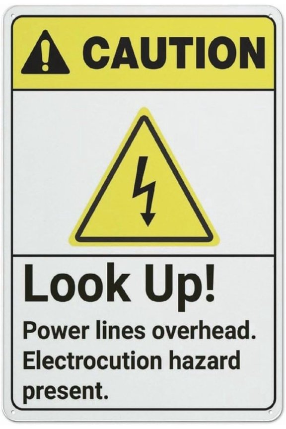 Caution Look Up Power Lines Overhead Rustic Metal Tin Sign 8"x12" - Home Outdoor Art Wall Decorations for Cafe Bar Kitchen, Power Lines Look Up Sign