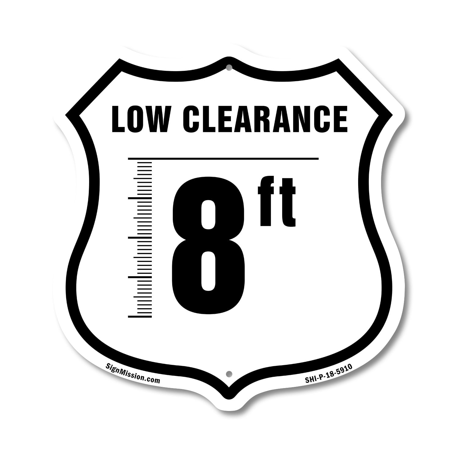 Caution Low Clearance 8 ft (2 Pack) 12 inch X 12 inch Shield-Shaped ...