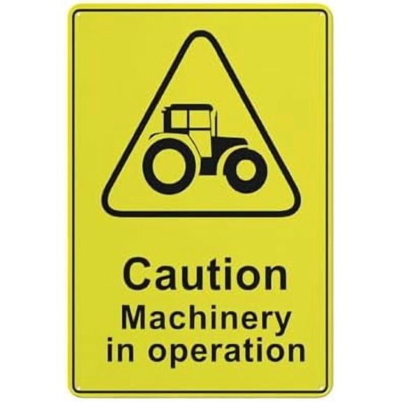 Caution Machinery In Operation Sign For House 12" X 8" Yard Sign, Premium Aluminum, Sun-Proof, Rust-Free