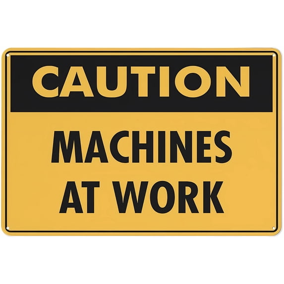 Caution Machines at Work Sign - 8"x12" Outdoor Safe Sign for Home Business Driveway Alert