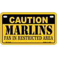 thumbnail image 1 of Caution Marlins Fan Metal Novelty License Plate 7" x 4" Motorcycle (MP), 1 of 1