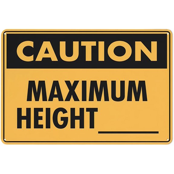 Caution Maximum Height Sign - 8"x12" Grade Reflective Rust Free Aluminum, Weather Resistant Waterproof Easy to Mount