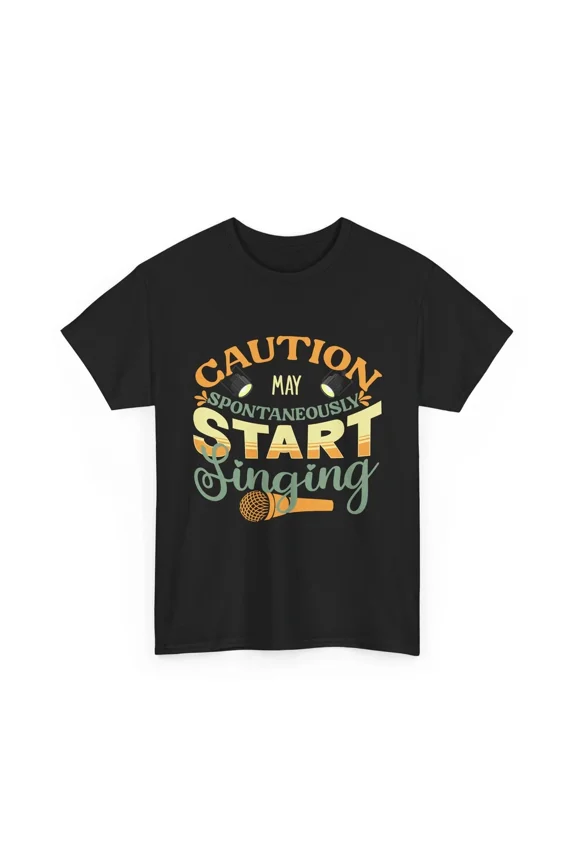 Caution May Spontaneously Start Singing Microphone Unisex T-Shirt, Size S-5XL