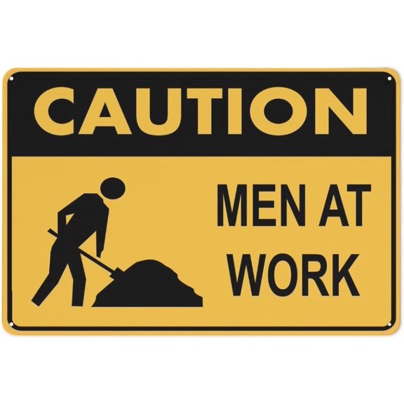Caution Men At Work Sign 8"x12" Inch Metal Sign, Rustproof Aluminum, Multicolor