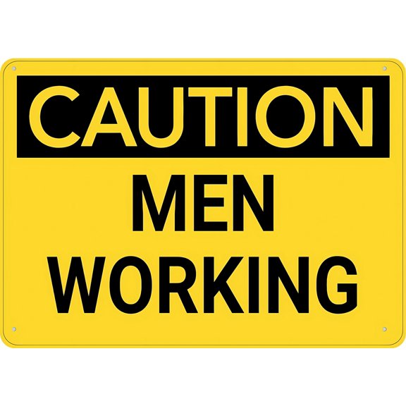Caution Men Working Aluminum Sign 12 x 8 Inches - UV Ink Printed, Durable for House, Business, Indoor Outdoor Construction, Road Work