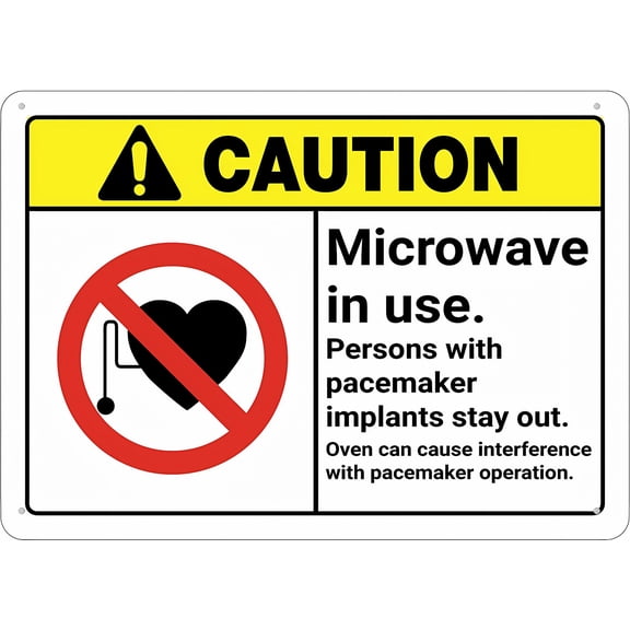 Caution Microwave In Use Sign, 8"x12" UV Printed Aluminum Outdoor Sign, Weatherproof Security Sign for Home Business