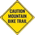 thumbnail image 1 of Caution Mountain Bike Trail Retro Sign Country Home Decor For Home Living Room Kitchen Bathroom Decoration 12X12 Inch, 1 of 4