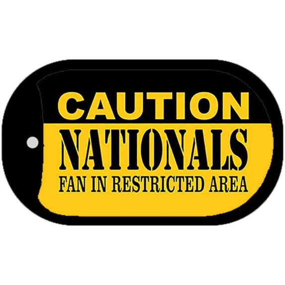 Caution Nationals Fan Area Novelty Metal Dog Tag Necklace DT-2652 2" x 1" Dog Tag (DT)