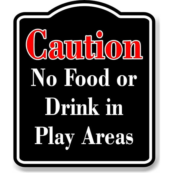 Caution No Food or Drink in Play Areas Red BLACK Aluminum Composite Sign, 20"x24"