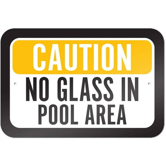 Caution No Glass In Pool Area Sign