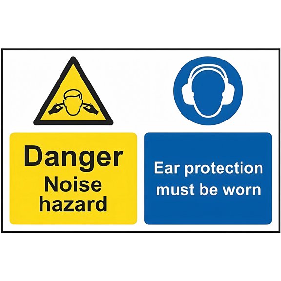 Caution Noise Hazard Ear Protection Must BE Worn Site Security Metal Sign 8"x12" - Notice Danger Warning Caution for Outdoor & Indoor, Noise Hazard Sign