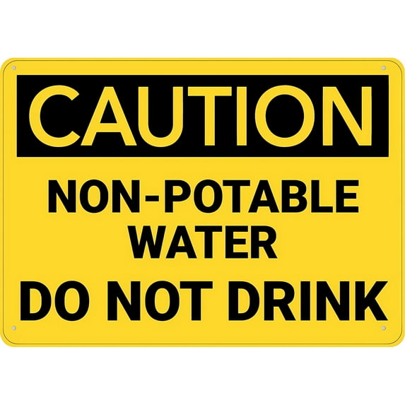 Caution Non Potable Water Do Not Drink Aluminum Sign 8"x12" - Rust Free Outdoor - For Home Business Yard