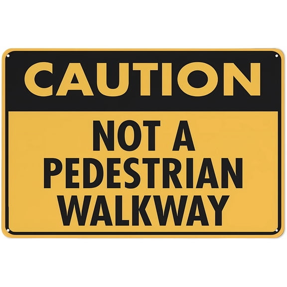 Caution Not A Pedestrian Walkway Sign 8"x12" Rust Free Aluminum - Easy To Read & Sturdy, Outdoor Metal Sign for Home Farm Yard