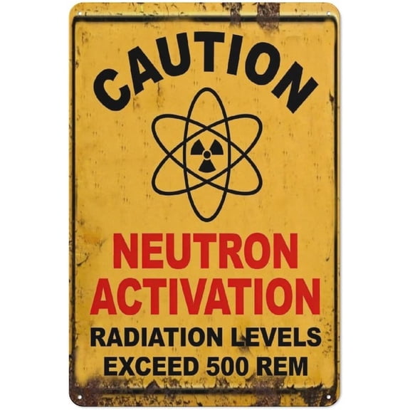 Caution Nuclear Radiation Metal Tin Sign Sci Fi Wall Decor Atomic Alert Industrial Warning Wall Art Plaque 8x12 Inch