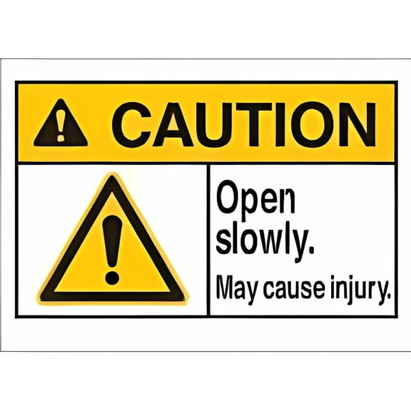 Caution Open Slowly May Cause Injury Security and Admittance Door Metal Tin Sign 8"x12" - Warning Notice for Yard Office Outdoor Indoor