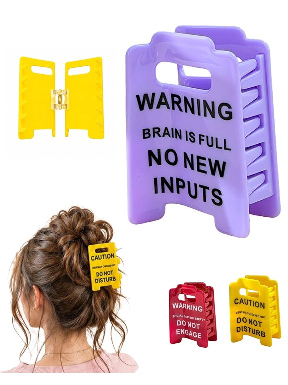 Caution Over Stimulated Hair Clips, Hidden Message Hair Clips for Women | Funny Bold Warning Claw Clips Gag Gift for Thick Hair Coworkers