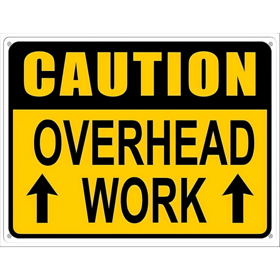 Caution Overhead Work Tin Warning Metal Sign 8"x12" - Vintage Wall Decor for Home Farm Bar Coffee Shop Club, Overhead Work Sign
