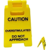 Caution Overstimulated Desk Sign, Cubicle Accessories, Office Desk Signage, Do Not Approach Sign, Small Fun Humor Gag Mini Warning Signage, Gift for Coworker Teammate Employee Boss