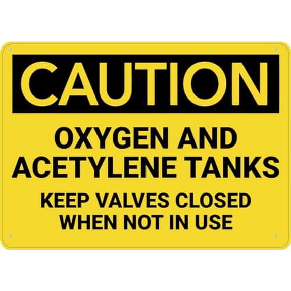 Caution Oxygen And Aceylene Tanks Keep Valves Closed Sign For Home 12X8 Inch Rust Free Aluminum,Uv Ink Printing,Durable/Weatherproof Up To 7 Years Outdoor