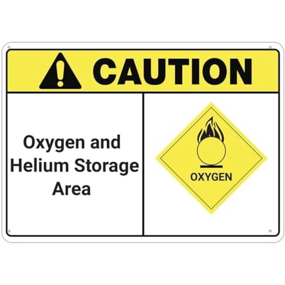 Caution Oxygen Helium Storage Area Sign 8"X12" Rust Free Aluminum Signs Outdoor, Metal Tin Sign For Home, Business, Yard