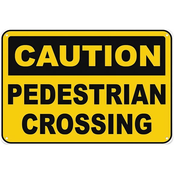 Caution PEDESTRIAN CROSSING Aluminum Tin Warning Sign 8"x12" - For Home Outdoor Garden, Pedestrian Crossing Sign