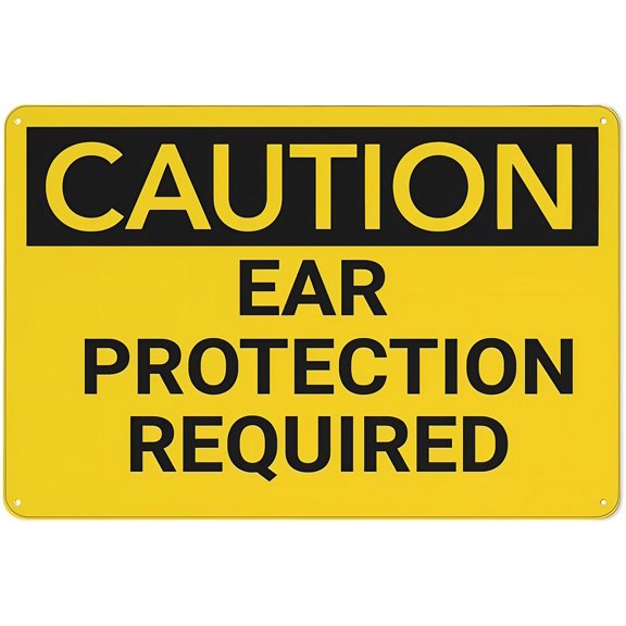 Caution PPE Ear Protection Required Tin Sign 8"x12" - Great Wall Decor for Garden Yard, PPE Ear Protection Sign