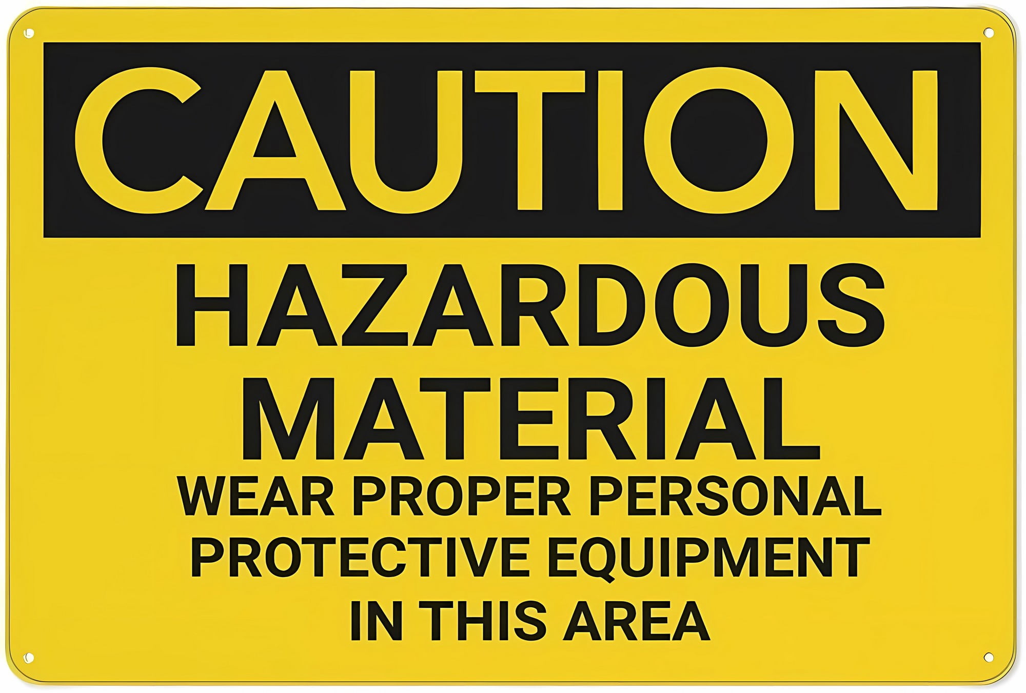 Caution PPE Hazardous Material Area Retro Sign - 12×8 Inches, Aluminum ...