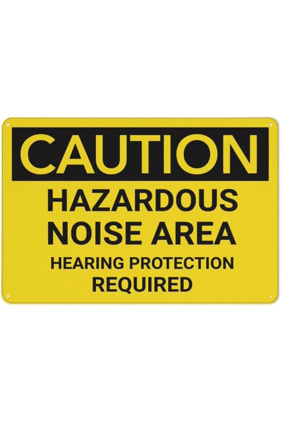 Caution PPE Hazardous Noise Area Hearing Protection Required Retro Metal Tin Sign 8"x12" - Funny Wall Decor for Shop Yard Man Cave Garage Outdoor, Decorative Poster Plate